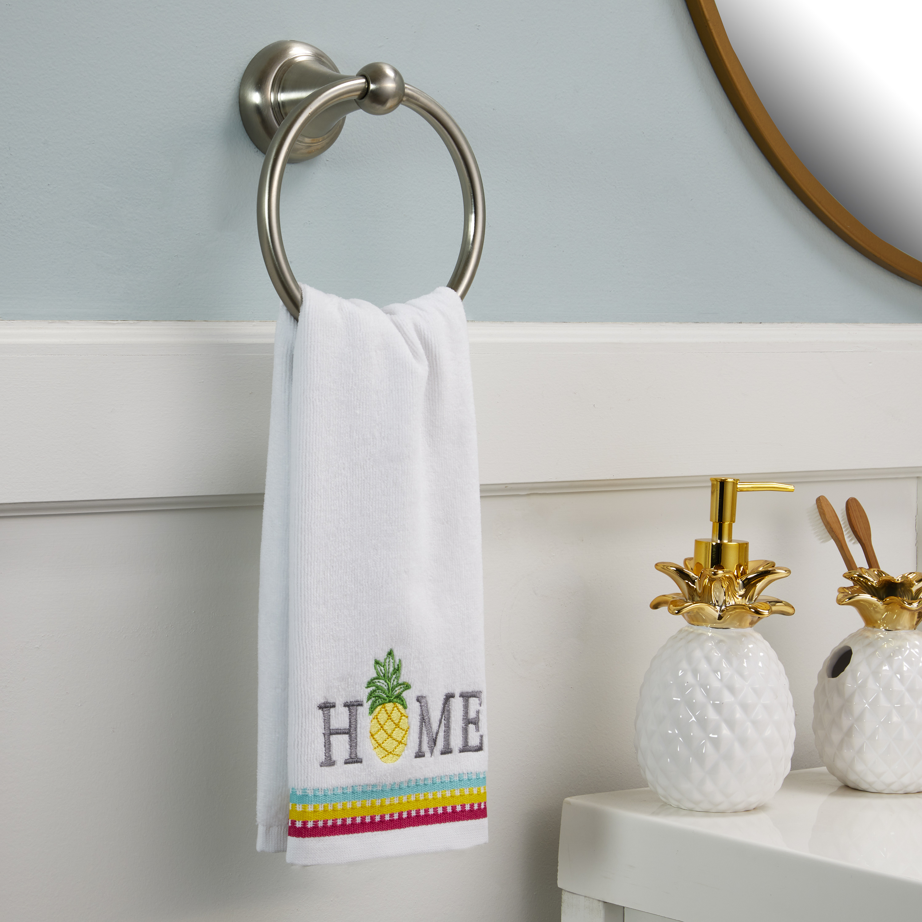 SKL Home Pineapple Home Hand Towel (2-Pack),White