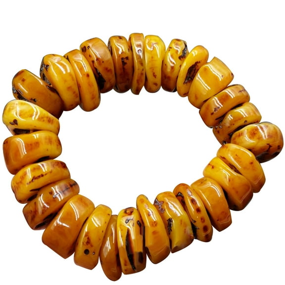 Ayyufe Natural Amber Beeswax Abacus Beaded Bracelet Hand