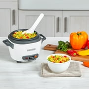 BLACK+DECKER Electric Rice Cookers, W/ Steaming Basket, White - Nonstick Interior, Dishwasher Safe Parts