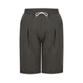 thumbnail image 7 of yoeyez Bermuda Shorts for Women Knee Length Linen Shorts Drawstring Comfy Elastic Wasit Short Pants Summer Beach Trousers with Pockets Dark Gray,M, 7 of 7