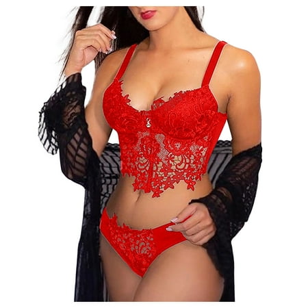 Levmjia Lingerie See Through for Woman Sexy Bodysuit Women Perspective Tight Backless Lace Sexy Suspended Top With Underwear Set