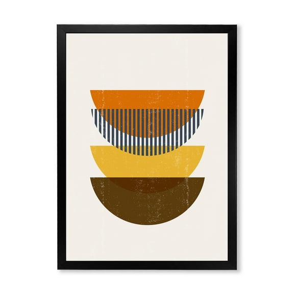 Designart 'Abstract Moon Geometric In Earth Tones' Modern Framed Art Print