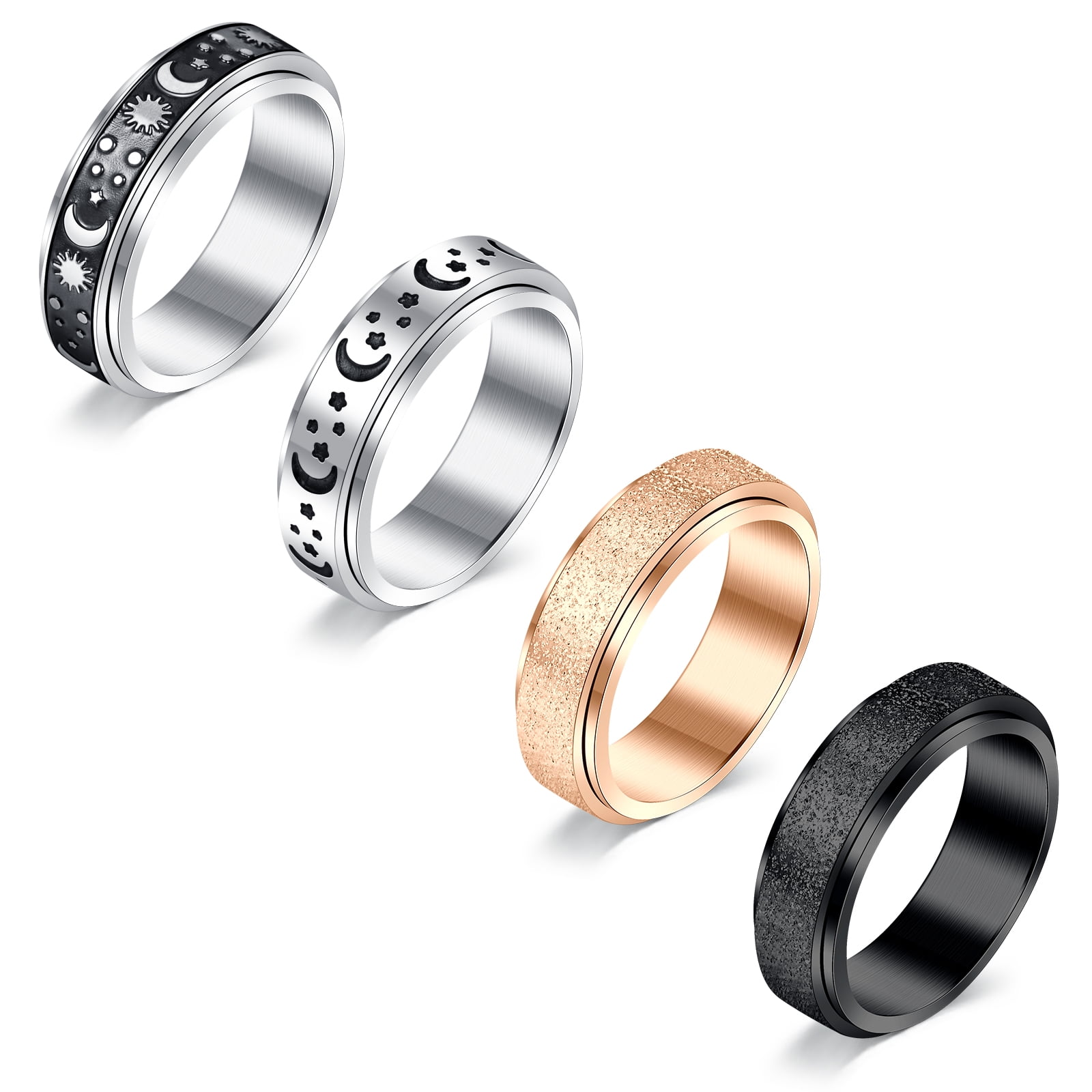 5.5MM Titanium Rings Wedding Bands Set Diamond & Sapphire Simulated Size 6-13 