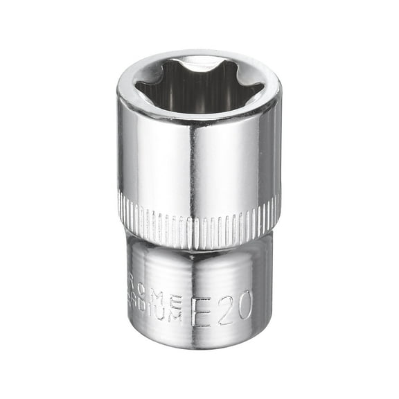 Uxcell E-Torx Socket 1/2" Drive E20 Star Socket 1.5" Length 6 Point Spline Sleeve
