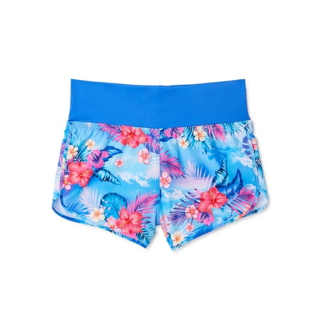 Wonder Nation Girls Striped Swim Boardshorts, Sizes 4-18 & Plus