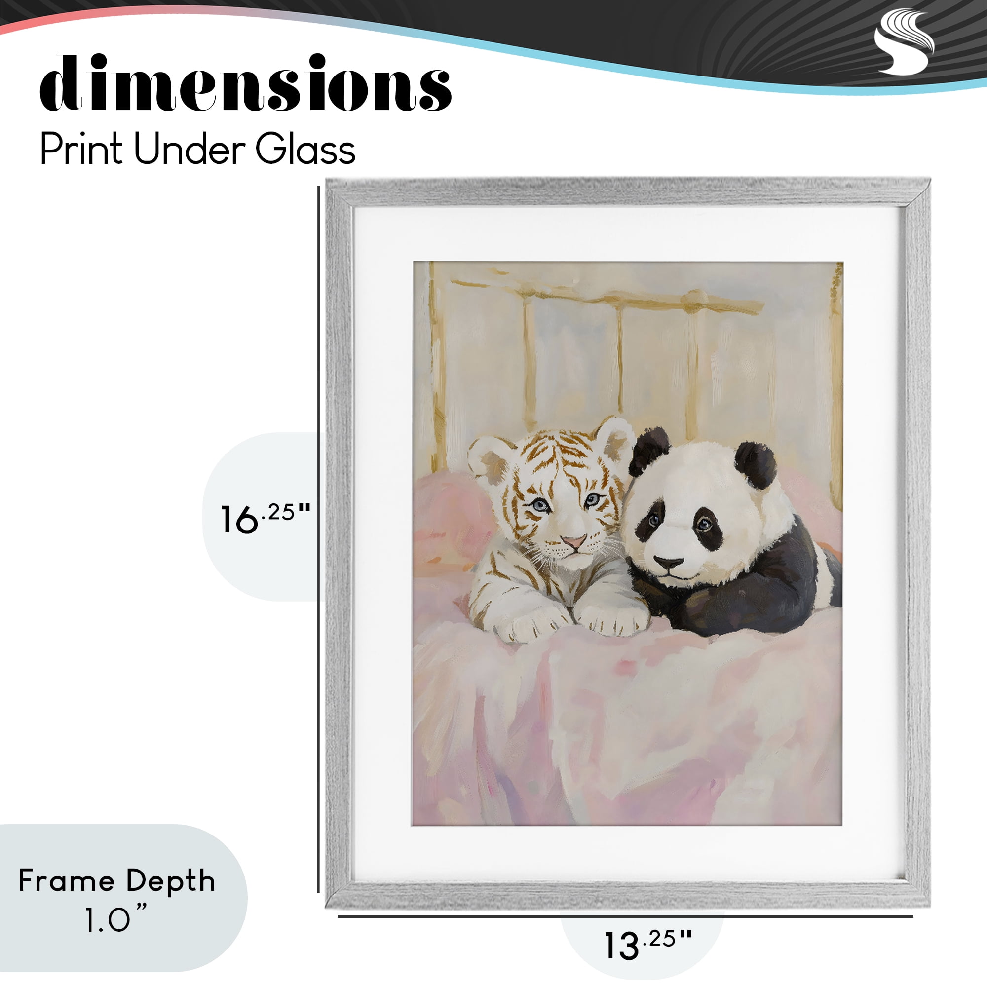 Stupell Industries Baby Panda & Tiger Cuddles Gray Framed Print Under Glass, design by The Prints Vibe
