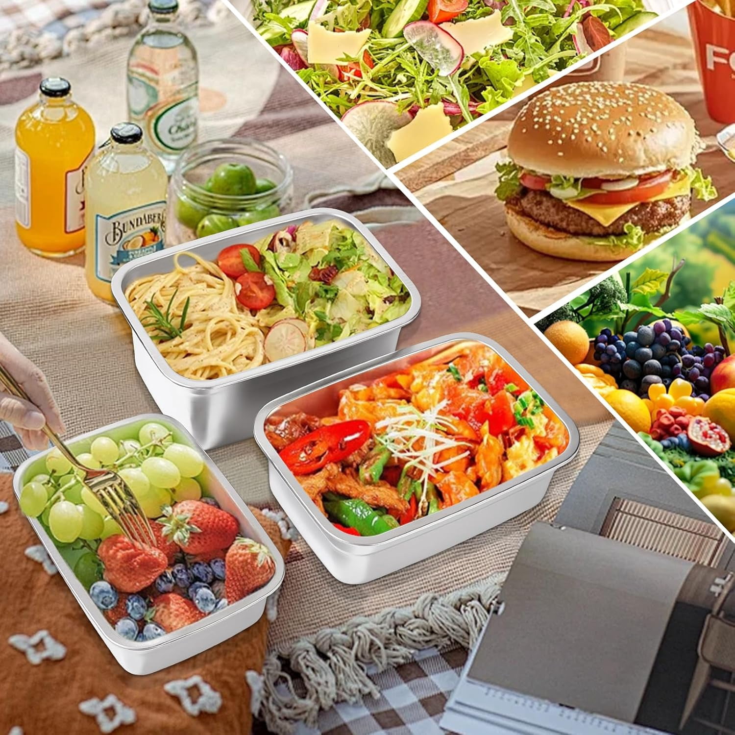 10-Piece Stainless Steel Food Storage Container Set with Airtight Lids