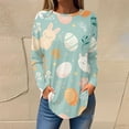 thumbnail image 2 of Pxiakgy Hauts de Pâques pour Femmes en Solde, Chemise à Manches Longues Imprimée Œuf de Pâques et Lapin Col Rond Décontracté Chandail en Molleton Printemps Pâques Lapin Œuf de Pâques Col Rond Ample Décontracté, 2 of 5