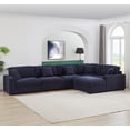thumbnail image 5 of LolLov Furniture 6 Piece Modern Polyester L Shaped Sectional Sofa Set Dark Blue, 5 of 6
