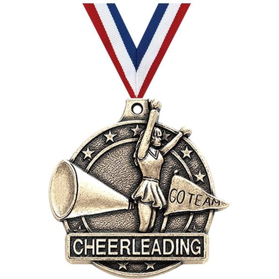 Cheerleading Medals, 2" Gold Diecast Cheerleading Medal Award 10 Pack