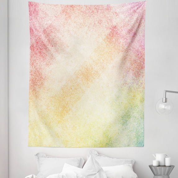 Peach Tapestry, Vibrant Colored Image Old Worn Looking Vintage Style Design Abstract Print, Fabric Wall Hanging Decor for Bedroom Living Room Dorm, 5 Sizes, Pink Orange Yellow, by Ambesonne