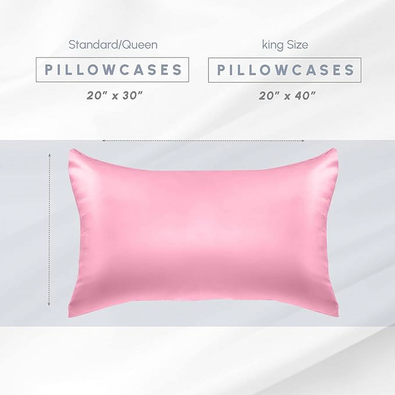 Cooling Viscose Satin Pillowcase 4-Pack Set with Hidden Zipper Closure,Standard/Queen, Light Pink