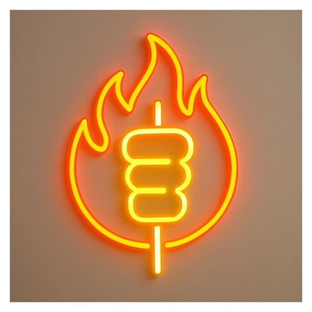 Letrero De Neón Con Forma De Barbacoa Y Kebab, Luz LED Regulable Para Decoración De Fiestas, Cocinas, Restaurantes De Comida Rápida Y Cocinas 42cm