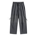 thumbnail image 1 of toraway Summer Cargo Pants for Men Relaxed Fit White Men's Loose Straight Leg Casual Pants Spring and Autumn Wide Leg Sweatpants Rope Elastic Pants XL, 1 of 4