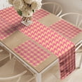 thumbnail image 2 of Ambesonne Houndstooth Table Runner & Placemats, Pastel Colored Ikat, Placemat 4 pcs + Runner 14"x72", Peach and Pink, 2 of 2