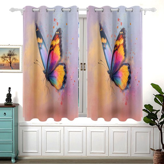 Colorful Background Dreamy Color Background Window Curtains Drapes with Grommets Light Filtering 2 Panels 54" x 55"