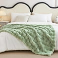 thumbnail image 2 of GHOUSE Fluffy Throw Blanket 60x80 Inches Soft Furry Faux Fur Throw Blanket 860GSM Green Blanket for Couch Bed, 2 of 9