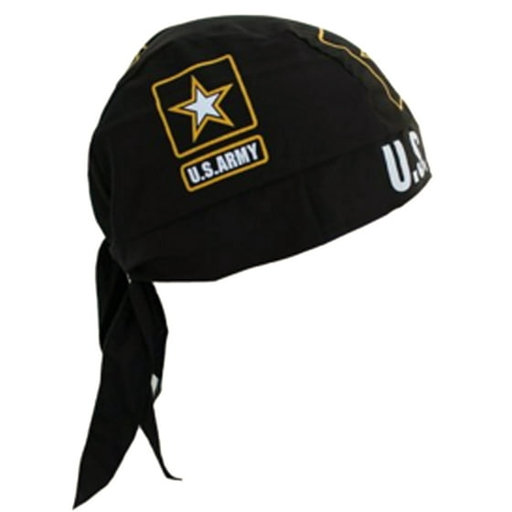 Buy Caps and Hats - Army Doo Rag Cap with Sweatband Black Cotton Durag