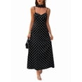 thumbnail image 2 of Womens French Retro Polka Dot Halter Neck Sleeveless Maxi Dress Vintage Summer Elegant Beach Gown Black XL, 2 of 9