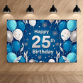 thumbnail image 7 of Blue Themed 25th Birthday Backdrop Banner with Balloons Fireworks Elements Party Supplies Photography Props Birthday Decoration Happy Birthday Decor Background Party Decorations, 7 of 7