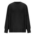 thumbnail image 6 of Duoif Sweaters for Women Trendy Women's Round Neck Batwing Sleeve Oversized Side Slit Ribbed Pullover Sweater Top Women's Sweaters Womens Tops Black L, 6 of 6