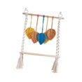 thumbnail image 2 of Estante colgante de pared de macramé, soporte de exhibición bohemio, estante de madera con cuerda tejida para colgar en la pared, estantes, 2 of 9