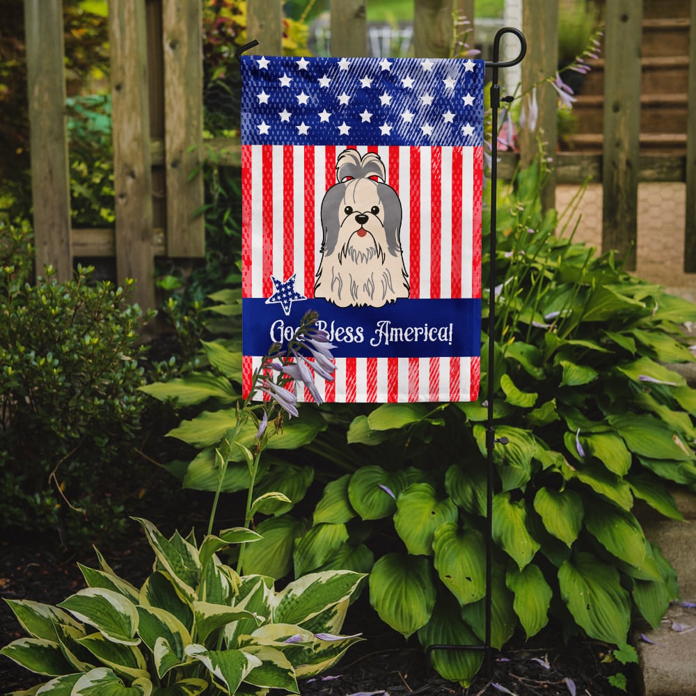 thumbnail image 2 of Carolines Treasures BB3080GF Patriotic USA Shih Tzu Silver White Garden Size Flag, 2 of 2