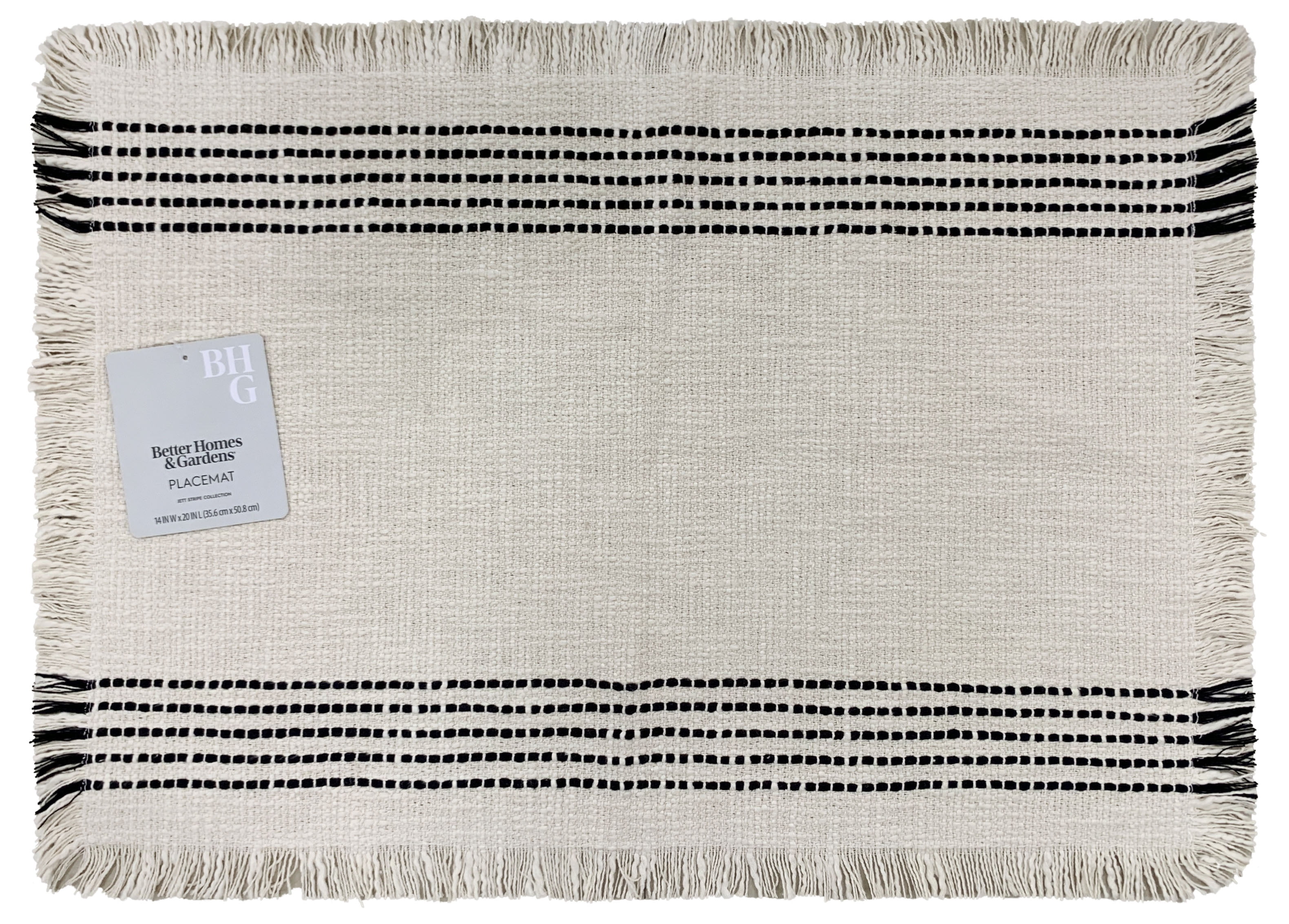 Better Homes & Gardens Jett Stripe Table Place Mat - 14" x 20" - Black & White - 100% Cotton