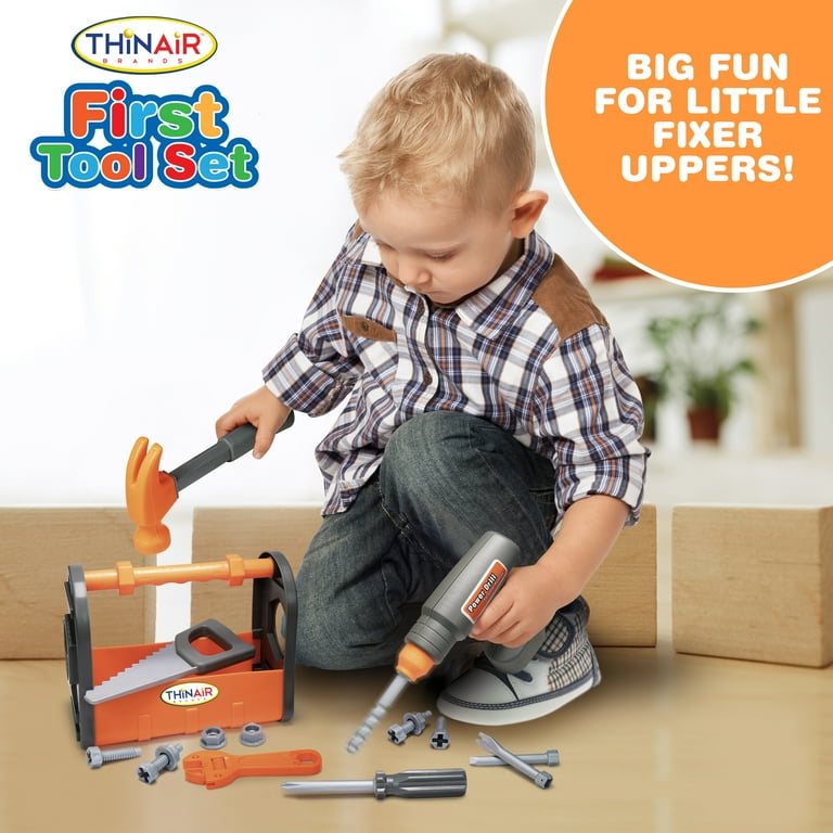 Toddler Tool Set - 12 Pieces, Develops Motor Skills, First Play Tools with  Toolbox for Kids Includes Motorized Drill, Toolbox, Saw, Hammer,  Screwdriver, Wrench, Nuts, and Bolts 