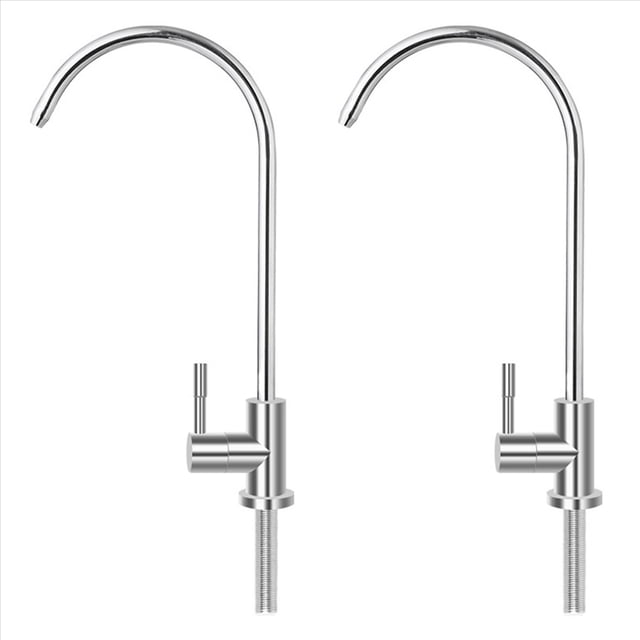 2X Grifo de Cocina de 1/4 de Pulgada con Filtro de Agua Potable por Ósmosis Inversa Cromado, Grifo Giratorio, Conexión Rápida