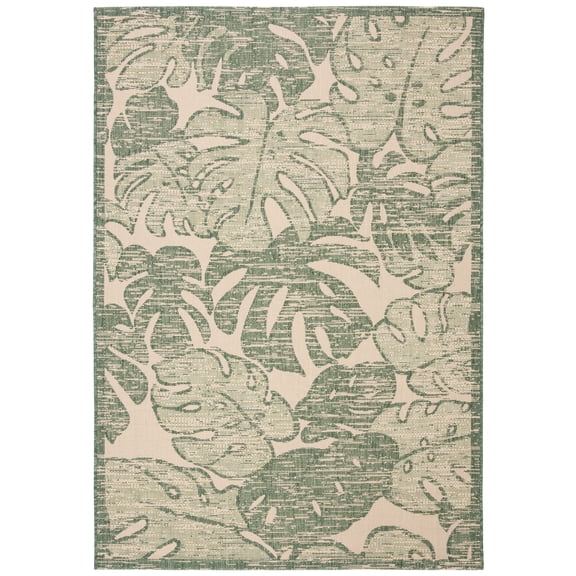 Safavieh Courtyard Ivy Botanical Indoor/Outdoor Area Rug, Beige/Green, 5'3" x 7'7"