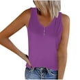 thumbnail image 2 of QUINDOS Tank Tops for Women 2025 Summer Yoga Purple Striped Round Neck Button Elastic Tank Tops Camisoles for Women 2025, 2 of 5