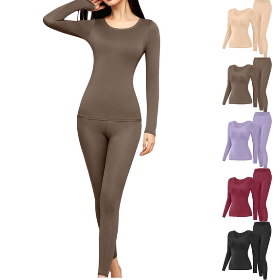 Tsivenald Thermal Underwear for Women 2 Piece Thermal Long Johns Sets Lightweight Fleece Lined Warm Base Layer Top & Bottom