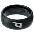 thumbnail image 2 of Tungsten Oklahoma Sooner State Heart Band Ring 8mm Men Women Comfort Fit Black Dome Polished, 2 of 4