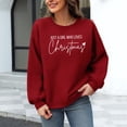 thumbnail image 4 of Neewe Christmas Women's Fall Oversized Sweatshirt Casual Waffle Knit Long Sleeve Crewneck Split Pullover Tunic Tops, 4 of 6