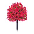 thumbnail image 3 of Estaca de jardín de flores violetas artificiales, accesorios para jardín de hadas, 24" con base rosa roja, 3 of 9