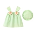 thumbnail image 1 of Ashirexll Robe Fille Sans Manches à Col Rond Robe en Mélange de Coton de Couleur Unie Longueur Genou Vert 6 Mois, 1 of 6