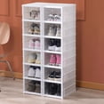 thumbnail image 4 of Toytexx Foldable Shoe Storage Box Organizer, 6-Tier Clear Door Stackable Shoe Cabinet, Space-Saving Plastic Sneaker Storage Rack, 4 of 5
