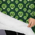 thumbnail image 3 of Oversized Wearable Blanket Hoodie,Green Skull Pattern Sherpa Blanket Hoodie with Super Pockets,Super Warm Fuzzy Pullover for Women & Men, 3 of 6