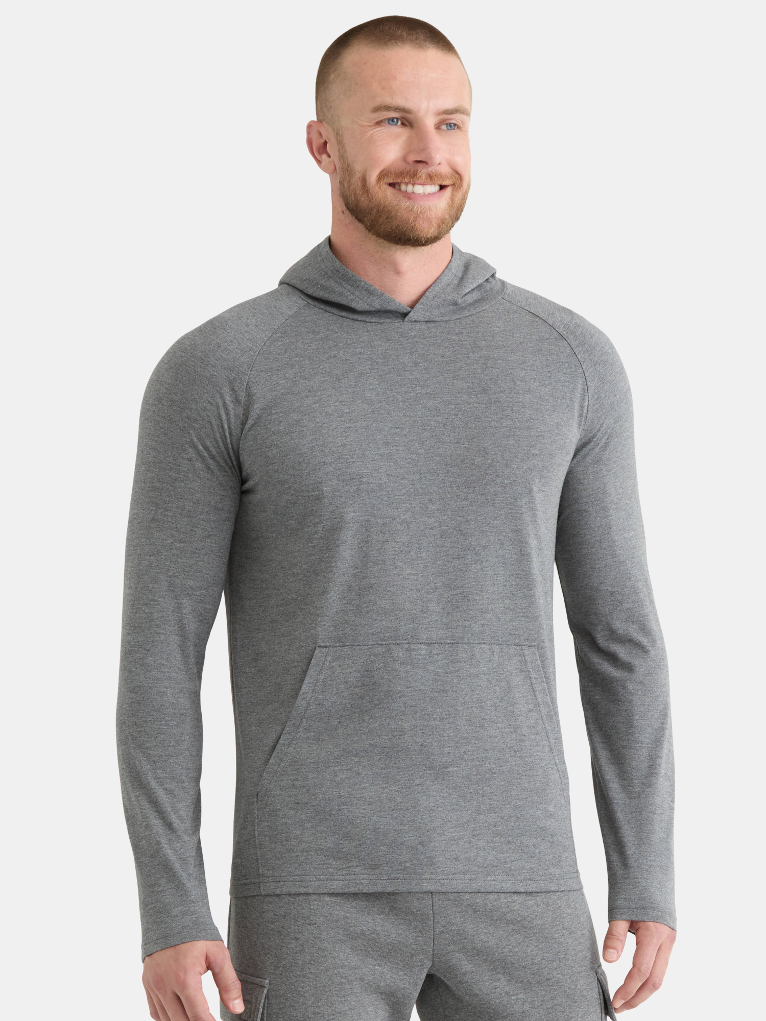 Athletic Works Men's Tri Blend Long Sleeve T-Shirt Hoodie, Sizes S-3XL