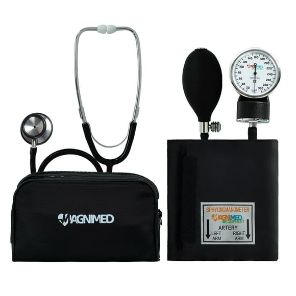 Kit Baumanómetro y Estetoscopio Profesional Magnimed Doble Campana Color Negro
