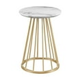 thumbnail image 2 of Pemberly Row 16" Wood Side Table with Metal Caged Base - White Marble / Gold, 2 of 6