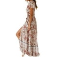thumbnail image 3 of Julycc Women Boho Floral Print Long Maxi Wrap Dress Summer Beach Sundress, 3 of 5