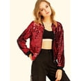 thumbnail image 2 of Chaqueta De Bombardero De Lentejuelas Allegra K Rojo S, 2 of 6
