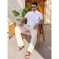 thumbnail image 5 of sogami Men's Cotton Linen Short Sleeve Button Down Shirt Casual Summer Shirt, 5 of 10