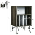 thumbnail image 6 of Spaco Freestanding Record Player Stand Record Storage Cabinet with Metal Legs-Gray, File Cabinets for Home Office, 6 of 10