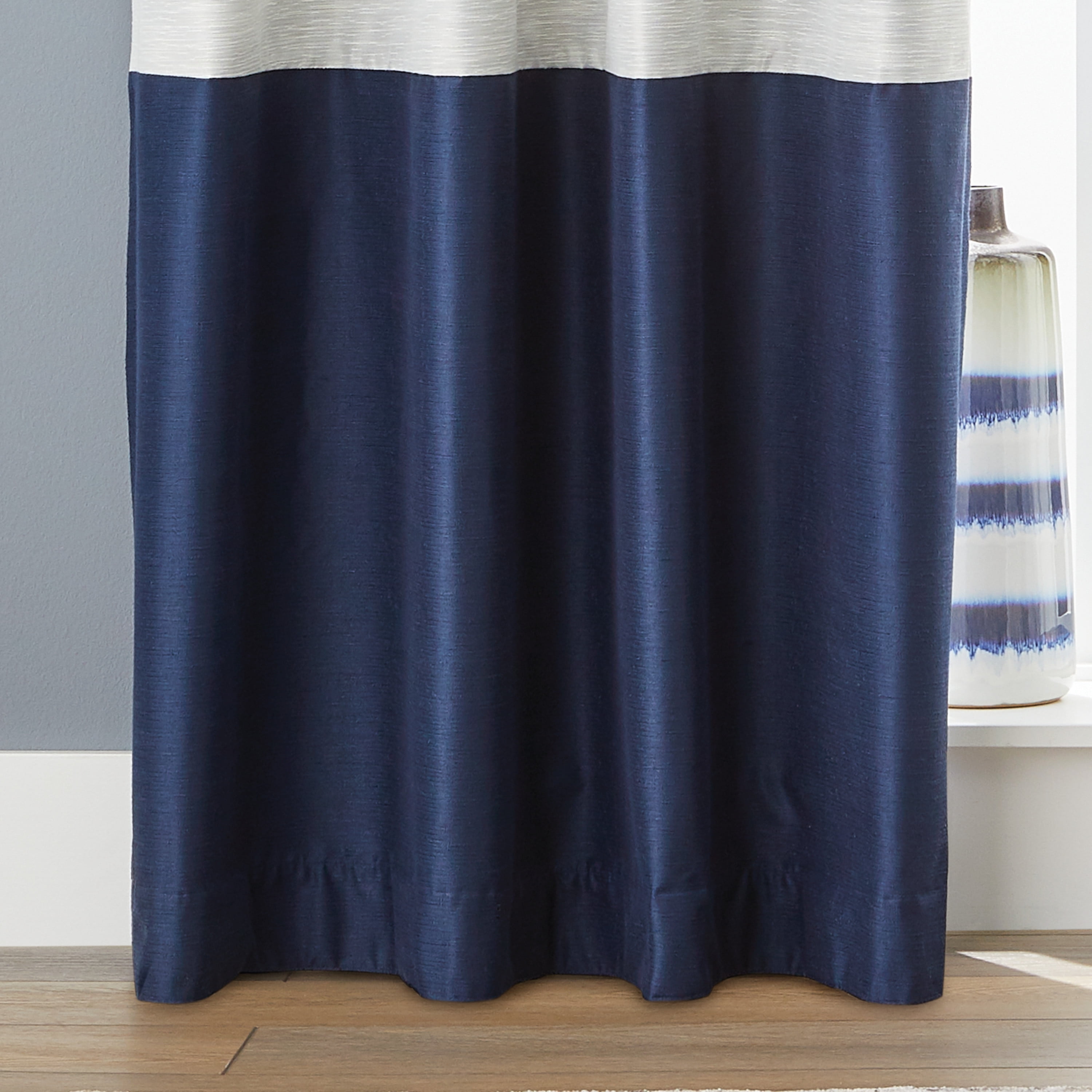 Better Homes & Gardens Colorblock Rod Pocket and Back Tab Blackout Curtain Panel, 1-Piece, Blue, 50" W x 84" L