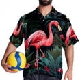 thumbnail image 4 of Flamingo Tropical Rainforest Men's Short Sleeve Beach Shirts Poplin Spread Collar Tops Casual Printed Button Down Summer Unisex, 4 of 6