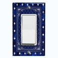 thumbnail image 1 of Metal Light Switch Plate Cover Blue Rhombus Snowflake Frame FRA044, 1 of 13