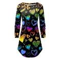 thumbnail image 4 of pstuiky Robes pour Femmes Grande Taille, Robe Ample et Confortable pour Femmes à Imprimé Cœur, Chandail à Col Rond, Manches Longues, Épaules Dégagées, Robes Formelles en Liquidation, 4 of 5